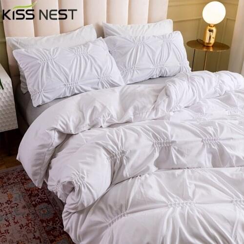 3D Twisted Flower 2/3 Pcs Bedding Set Solid Color Duvet Cover 220x240 200x200,Nordic Covers For Bed 150,1/2Pillowcase White Gray