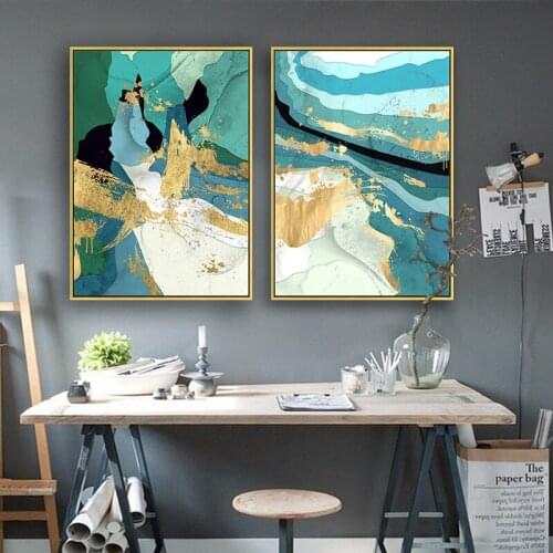 Colorful Abstract Graffiti Yellow Green Black Rock Scenery Canvas Painting Sofa Background Wall Picture Poster Room Decoration