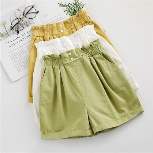Girls Shorts Summer 2021 New Baby Kids Solid Color High Waist Loose Pant for Childrens Fashion Clothing