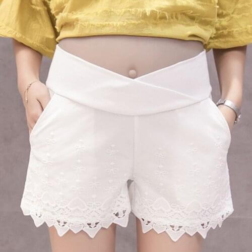 2018 Summer Maternity Lace Edge Shorts Pregnancy Clothes Pants For Pregnant Women Clothing Elastic Waist Casual Pants Gravida