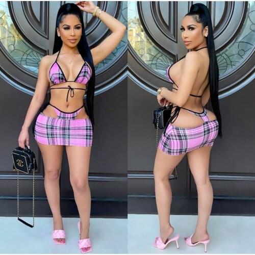 Summer Clothing Sexy Swimsuit Women Print Bikini Cover Up 3 Piece Bikini Set Beachwear Swimwear Bathing Suit Wholesale Items