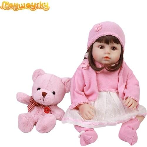 Maywaysky 18" Vinyl Lovely Realistic Reborn Baby Girl Doll Soft Body With Pink Dress
