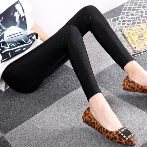 NDUCJSI Woman Push Up Legging Solid High Waist Shiny Leggins Women Casual Black Elasticity Slim Solid Female