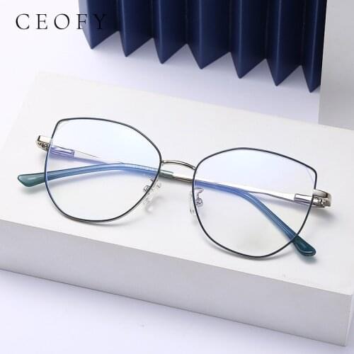 CEOFY Optical Glasses Frame Women New Fashion Anti-blue Ray Cat Eye Prescription Eyeglasses Women Myopia Spectacle Eyewear 66021