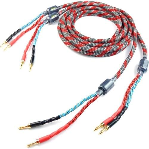 Audiophile Oxygen-Free Copper OFC Hifi Audio Speaker Amplifier Banana Plug Cable