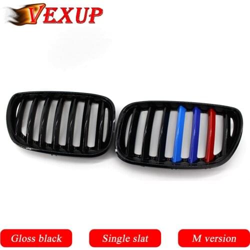 1Pair Front Grill Grilles Kidney Grill Replacement for BMW X5 E53 2004-2006 Single Slat Sport Style Gloss Black M Version ABS