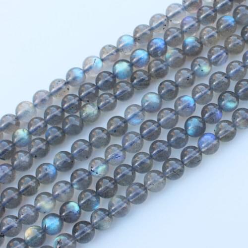 Natural Labradorite Round Stone Loose Beads blue light Clear quart 15" Semi Preicous Strand Beads for Jewelry Making DIY 5-7mm