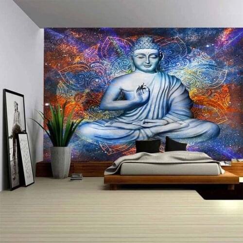 Religion Buddha Statue Tapestry Wall Hanging Mandala Wall Carpet Tapestry Fabric Cloth Polyester Hangings Hippie Wall Tapestry