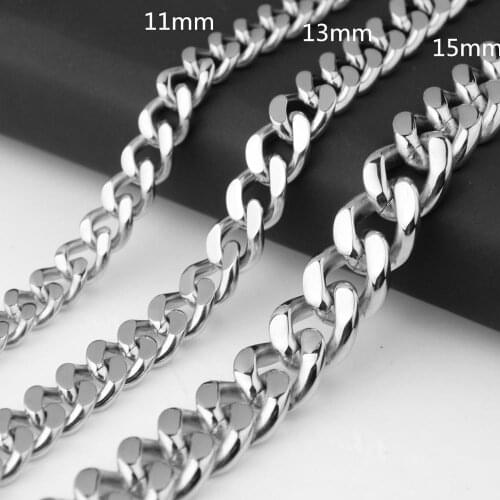 Rock Curb Cuban Link Chain for Cool Men Boy 316L Stainless Steel Necklace & Braceket 11/13/15mm Wide,7-40inch