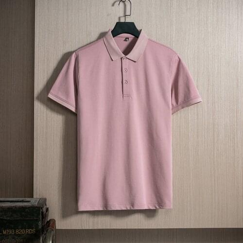 Mens Polo Shirt Summer Short Sleeve Top for Men Mercerized Cotton Solid Color Lapel Button Pullover Casual Slim Fit Males