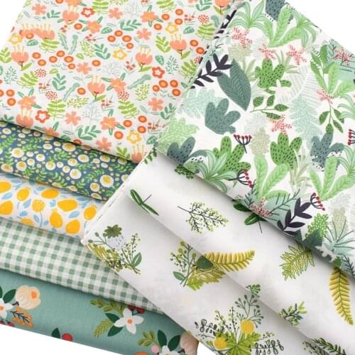 Nahchuang 8Pcs/Lot Floral Green Twill Cotton Fabric Patchwork Cloth DIY Sewing Quilting Baby&Child Textile Material 40cmx50cm