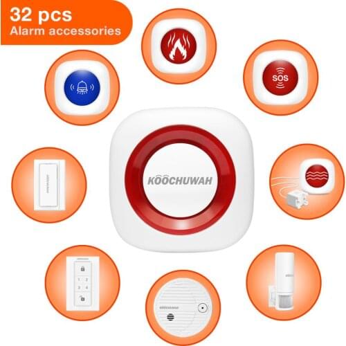 KOOCHUWAH Home GSM Security Alarm System DIY Home Security 2G Network Auto Dail and Send SMS 868MHZ Wireless Alarm Sensor
