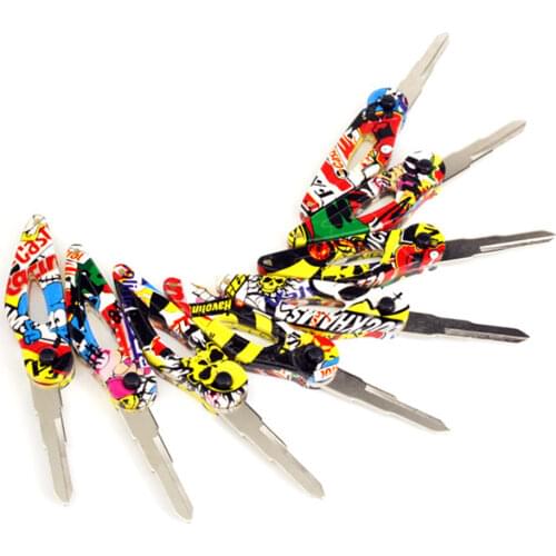 Motorcycle Remodel Keys Embryo Graffiti folding Key Head Automatic Bouncing Keychain Car Key Blanks for Motorcycle Motorbike