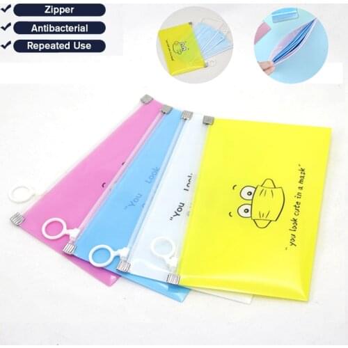 Cartoon Mask Storage Bag Student Dustproof Disposable Face Masks Save Bag Holder Organizer Containers Portable Travel Save Mask