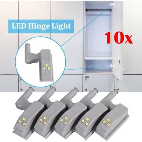 10pcs LED Smart Induction Cabinet Light Cupboard Inner Hinge Lamp Sensor Light Night T for Closet Wardrobe Kitchen Bedroom