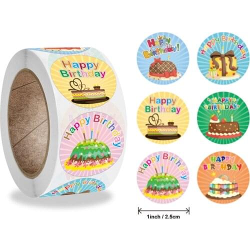 Birthday Cake "Happy Birthday" Stickers for Kids toys Party gift decoration Sealing label Greeting card tag Scrapbooking Sticker