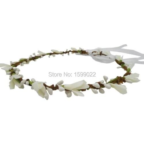 Ivory White Foam Flowers Head Garland Diy Hair Crown Simple Hair Accessories for Toddler Teen Women Bachelorette Party Headdress