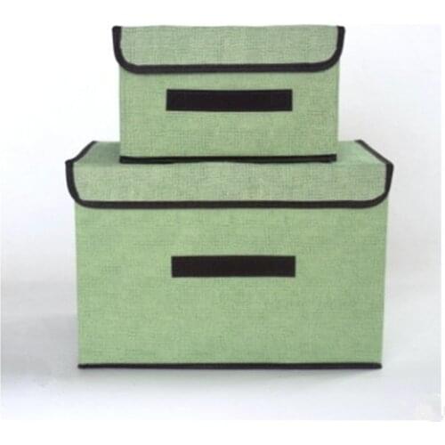 Cotton And Liene Storage Box With Cap 2 Size Clothes Socks Toy Snacks Sundries Oraganier Set organizer Cosmetics Household