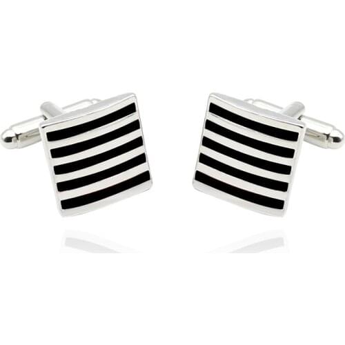 Fashionable Mens High Quality Striped Square Cufflinks Luxury Black Red And Blue French Shirt Accessories Holiday Gifts Hot