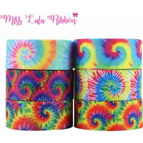 Factory Price 50 Yards Custom Tie-Dye Printing Ribbon 22MM, 25MM, 38MM Grosgrain Ribbon Used For Handmade Bow/Party Decoration