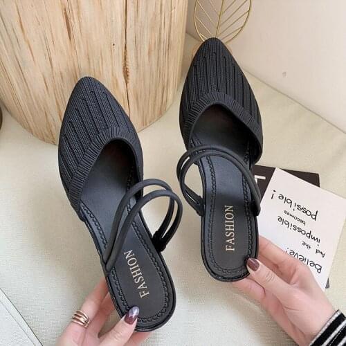 Spring/Summer 2021 New Slope Heel Half-wear Slippers Women Fashion Two-wear Sandals Baotou Lazy Ladies Sandals and Slippers