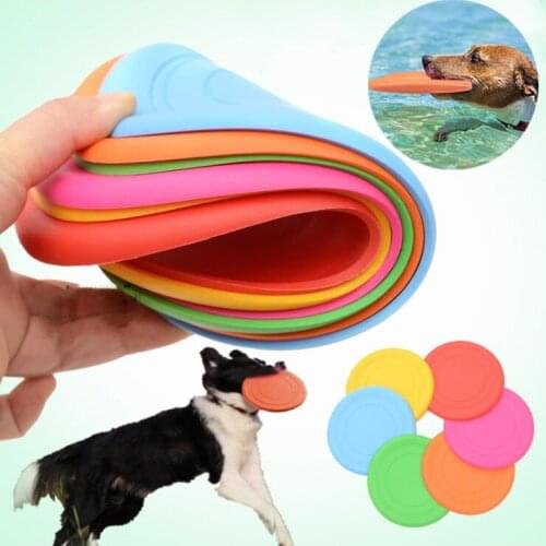 1PCS Funny Silicone Flying Saucer Dog Game Soft Flying Discs Resistant Chew Puppy Training Interactive Toys Dog Cat Pet Supplies