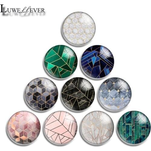 12mm 14mm 16mm 20mm 25mm 30mm 585 Geometric Mix Round Glass Cabochon Jewelry Finding 18mm Snap Button Charm Bracelet