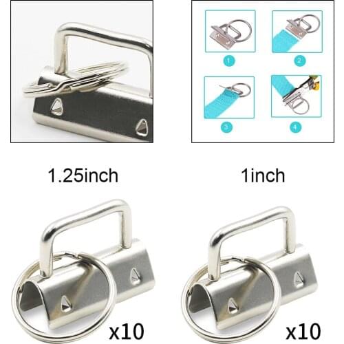 10PCS Sliver Key Fob Hardware with Keyring Crafts Belts Lanyard Ribbon DIY