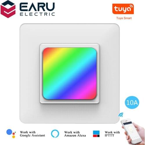 10A WiFi Smart Wall Switch Push Button Timer Relay Switch Voice Remote Control RGB LED Night Light Lamp TUYA Alexa Google Home