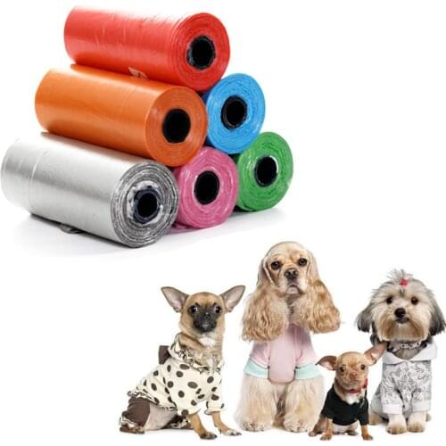 15 Pcs/Roll Travel Pet Waste Garbage Bags Biodegradable Color Garbage Bags Outdoor Dispenser Cleaning Cat And Dog Excrement Bags