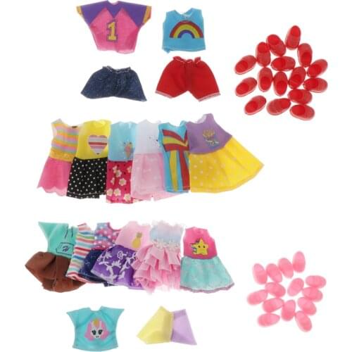 15 Packs Fashion Accessories Clothes Shoes Outfit Kids Toy For 6" Baby Dolls