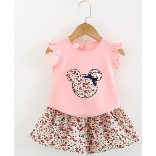 2 Pieces Cartoon Cute Summer Clothes Sets Children Casual Vest And Floral Shorts Outfits Baby Girls Princess Sweet Clothing 3-7Y