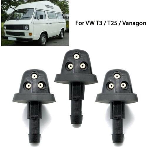 3Pcs Jet Nozzles Triple Washers For VW T25 T3 Vanagon Front Rear Windshield Washer Car Auto Replacement Parts