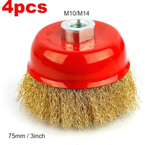 4Pc 3inch Angle Grinder Polishing Wheel Bowl-Type Wire Brush Steel Wire Wheel Electric Drill Grinding Mill Polish Derusting Tool