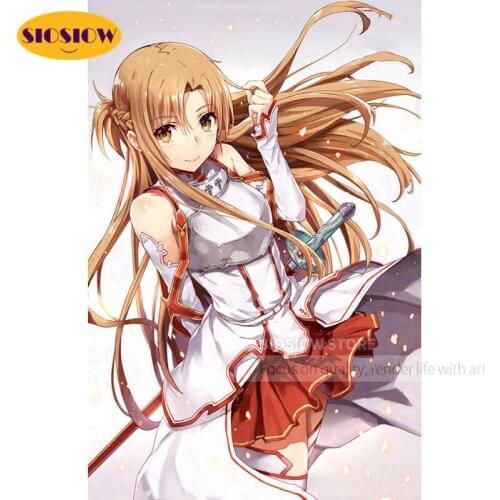 5d Diy Diamond Painting Asuna Sword Art Online Game Full Square Diamond Mosaic Embroidery Cross Stitch Decor Room Birthday Gifts