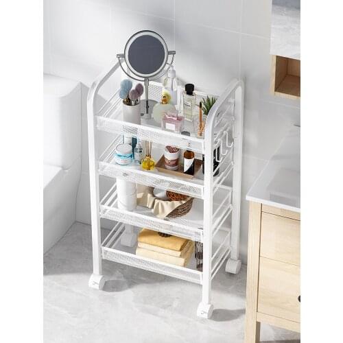 Household kitchen shelf floor multi-functional household trolley storage rack vegetable basket
