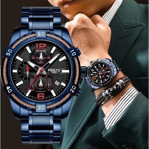 NIBOSI Business Mens Watches Fashion Top Brand Luxury Automatic Date Watch Men Casual Waterproof Watch Relogio Masculino