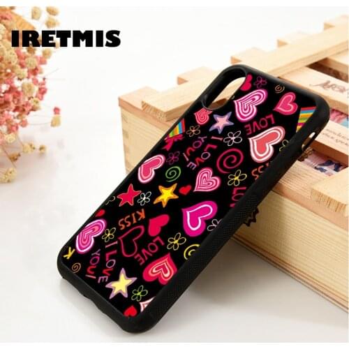 Iretmis 5 5S SE 6 6S TPU Silicone Rubber Phone Case Cover for iPhone 7 8 Plus X Xs 11 12 MINI Pro Max XR Kiss Love