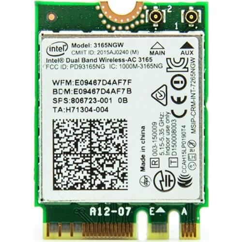 Intel Dual Band Wireless-AC 3165 802.11ac Wi-Fi and Bluetooth 4.0 WLAN Module For ProBook 430 440 450 Series,SPS 806723-001