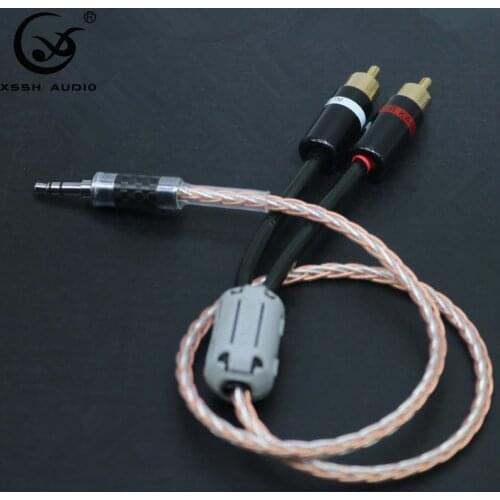 Hifi Canare 3,5mm a 2RCA de Cable de Audio de PC amplificador para móvil de interconexión de alta calidad 3,5 Jack a RCA Cable