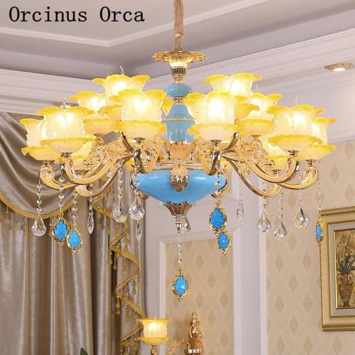Simple modern atmosphere crystal chandelier living room European luxury duplex building villa lobby alloy Chandelier