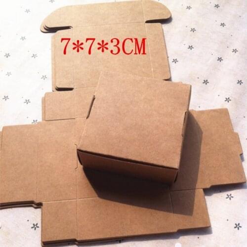 Wholesale 7*7*3cm kraft craft paper Soapbox Food Biscuits Jewelry Small accessories Issuing gift Package Storage box 100pcs/lot