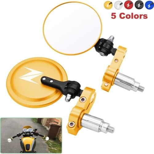 Motorcycle Mirrors 3 Inch Round Folding Bar End Side Mirror for KAWASAKI Z400 2019 Z900 Z1000 Z800 Z750 Z300 Z650 White Glass