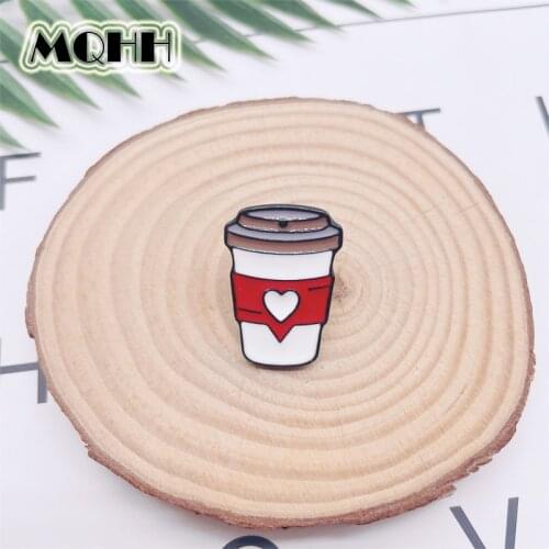 Cartoon Cute Red Milk Tea Cup Coffee Cup Enamel Pins Love Sweet Alloy Brooch Badge Clothes Backpack Accessories Jewelry Gifts