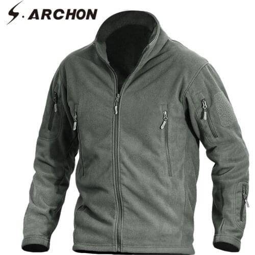 Man Warm Thicken Military Fleece Jacket Men Outdoor Casual Multi Pockets Soft Thermal Army Jacket Hiking Tactical Camping Coats