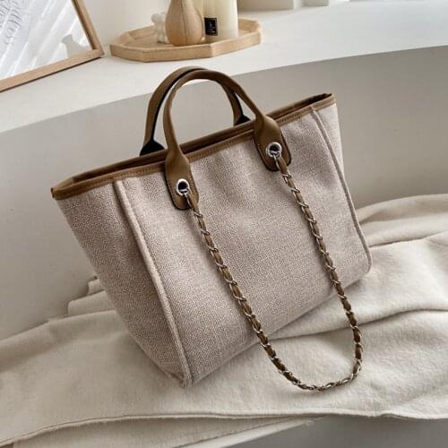 New-bolsos de lona de gran capacidad para mujer, bandoleras femeninas de estilo coreano, con cadena, de alta calidad, A4