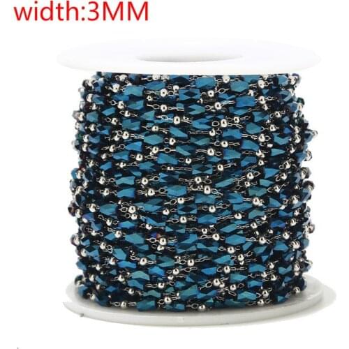 New Arrival 5 color Handmade Glass Beaded Chain stainless steel String Necklace Finding 3MM Width Link Chains For DIY Making