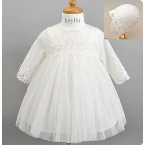 New Baby Girls Dresses Infant Sleeves Lace Christening Dress for Birthday Party Baptism Toddler Kids Clothes