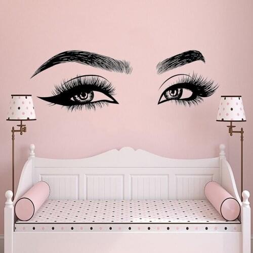 Custom Text Eyebrow Applique Eyelash Wall Decal Eyelash Cute Girl Beauty Salon Sticker Make Up Custom Vinyl Sticky