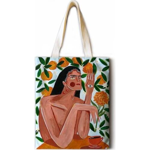 Simple and modern cotton and linen handbag fashion shoulder bag ladies leisure ecological shopping high quality foldable handbag